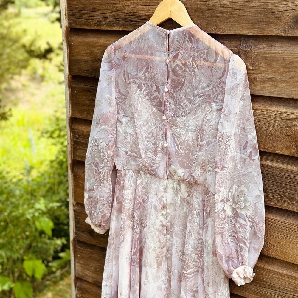 Vintage long sleeved Majestic fully lined Dress - made in Canada - S - Picture 3 of 10